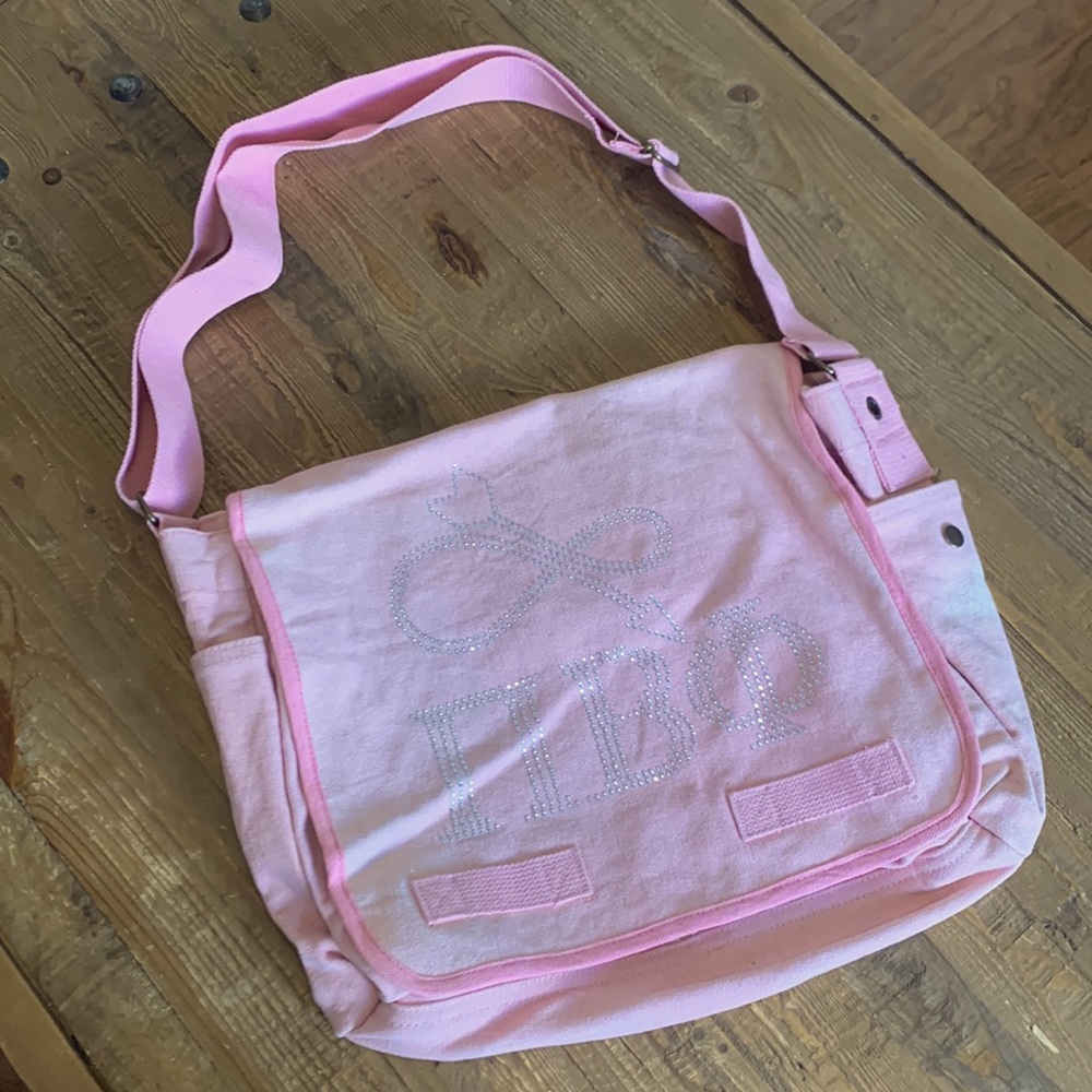 Pi Beta Phi Pink Canvas Messenger Bag